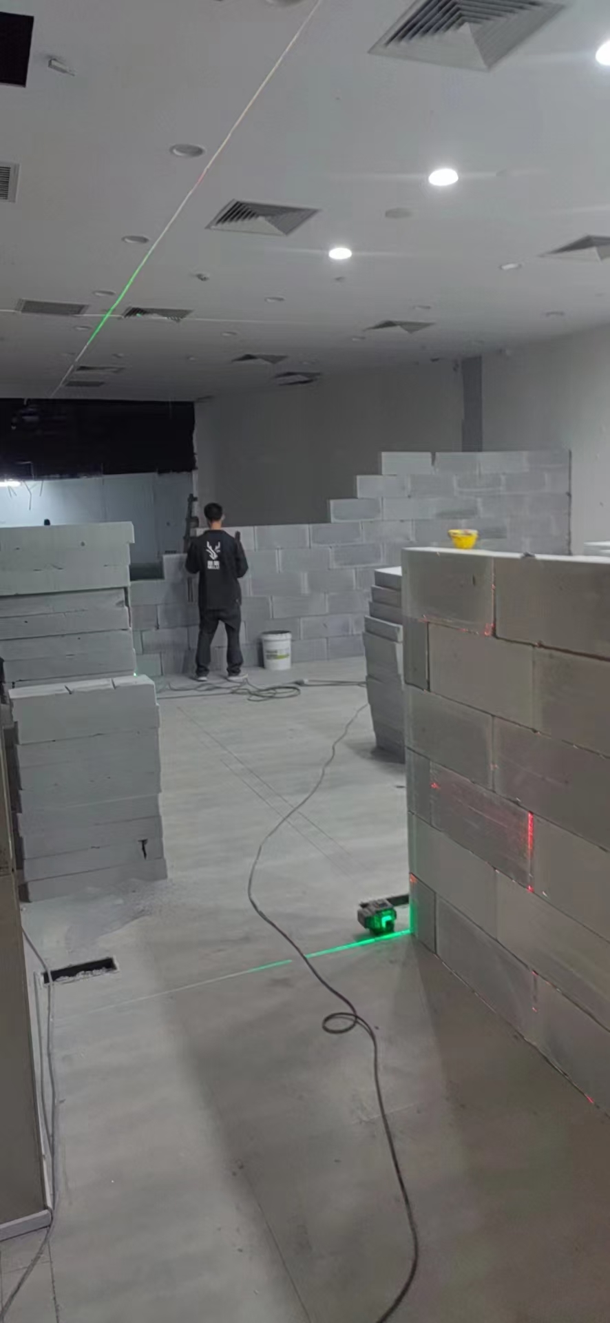 加气块隔墙成型效果